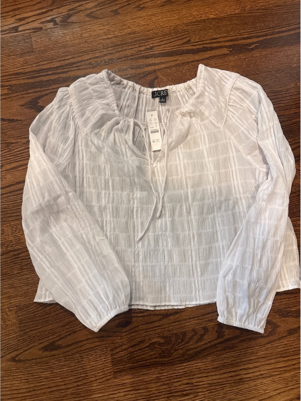 J. Crew White Cotton Peasant Blouse Size Small NWT